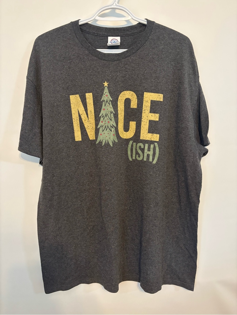 Delta Charcoal 'NICE (ISH)' Holiday Graphic Tee - Yellow & Green Print